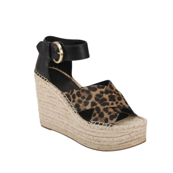 Marc Fisher Shoes - Marc Fisher Amari Leopard Calf Hair Espadrille Wedge Size 7.5 NWT